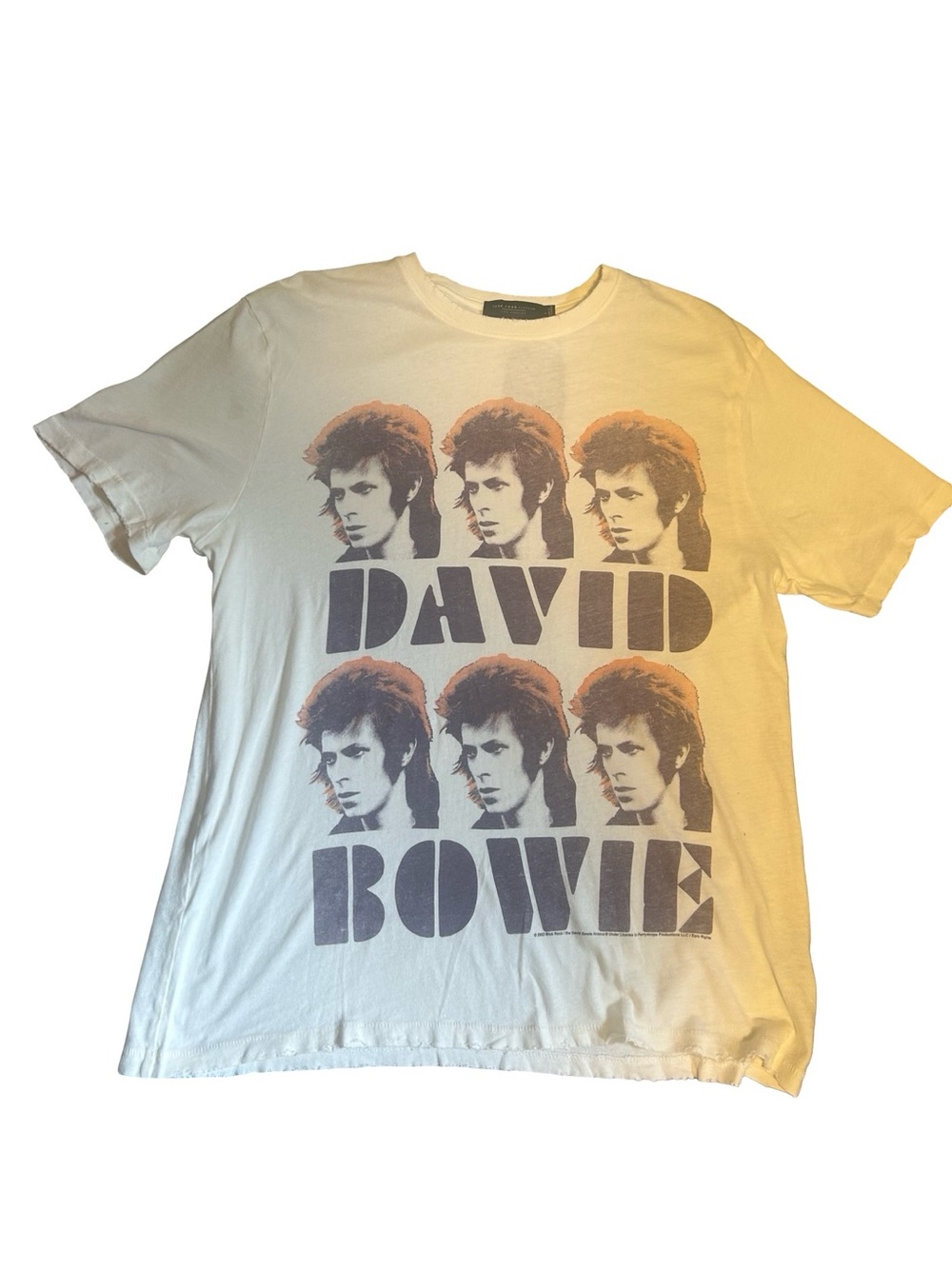 Junk Food Clothing White David Bowie Distressed Tee Large